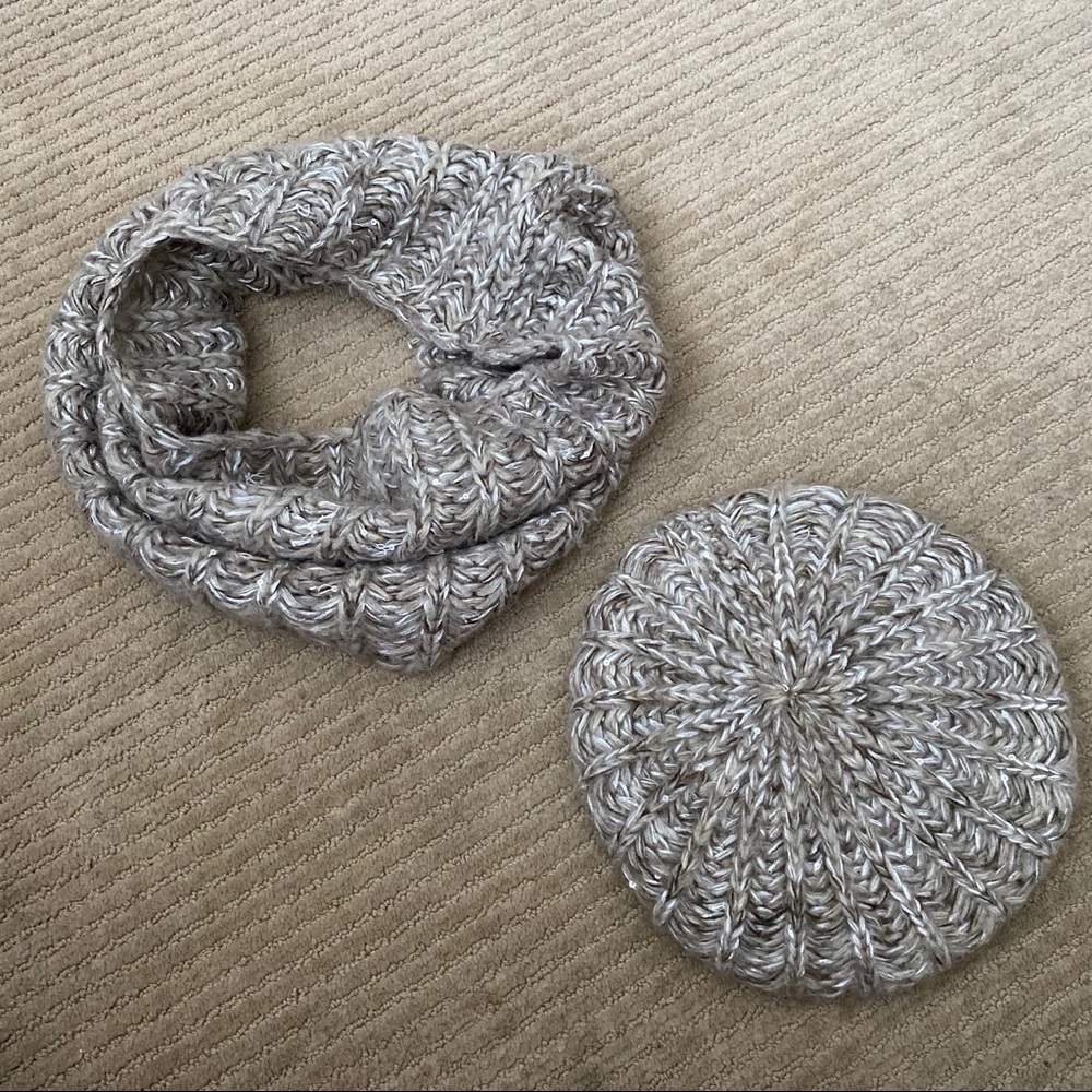 New York & Co Beige Scarf + Beret Set